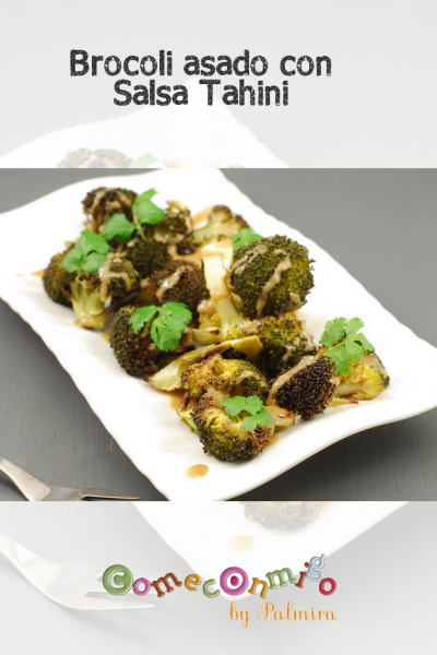 Brócoli asado con salsa tahini